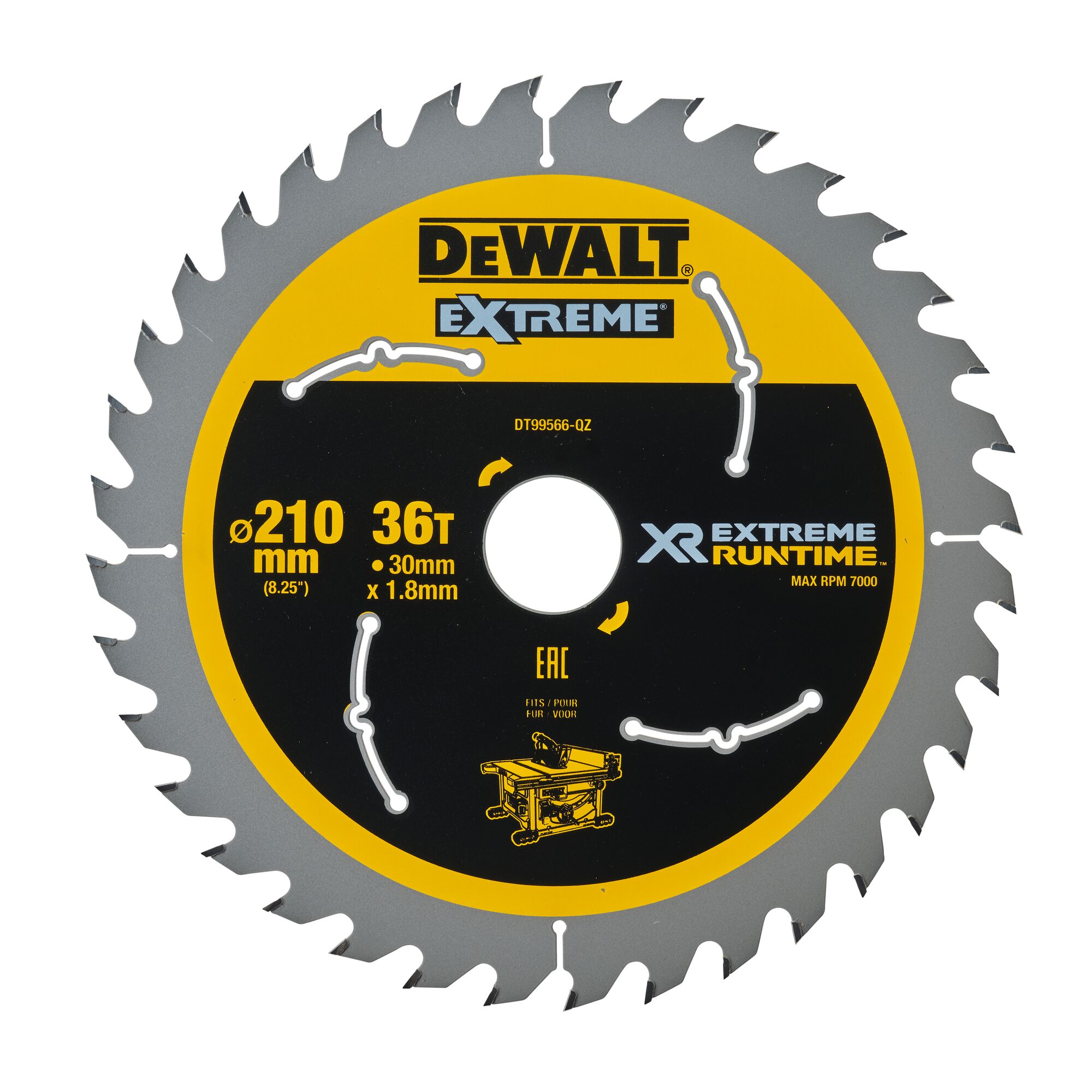 EXTREME Runtime Circular Saw Blade 210mm Bore 30mm 36T DEWALT